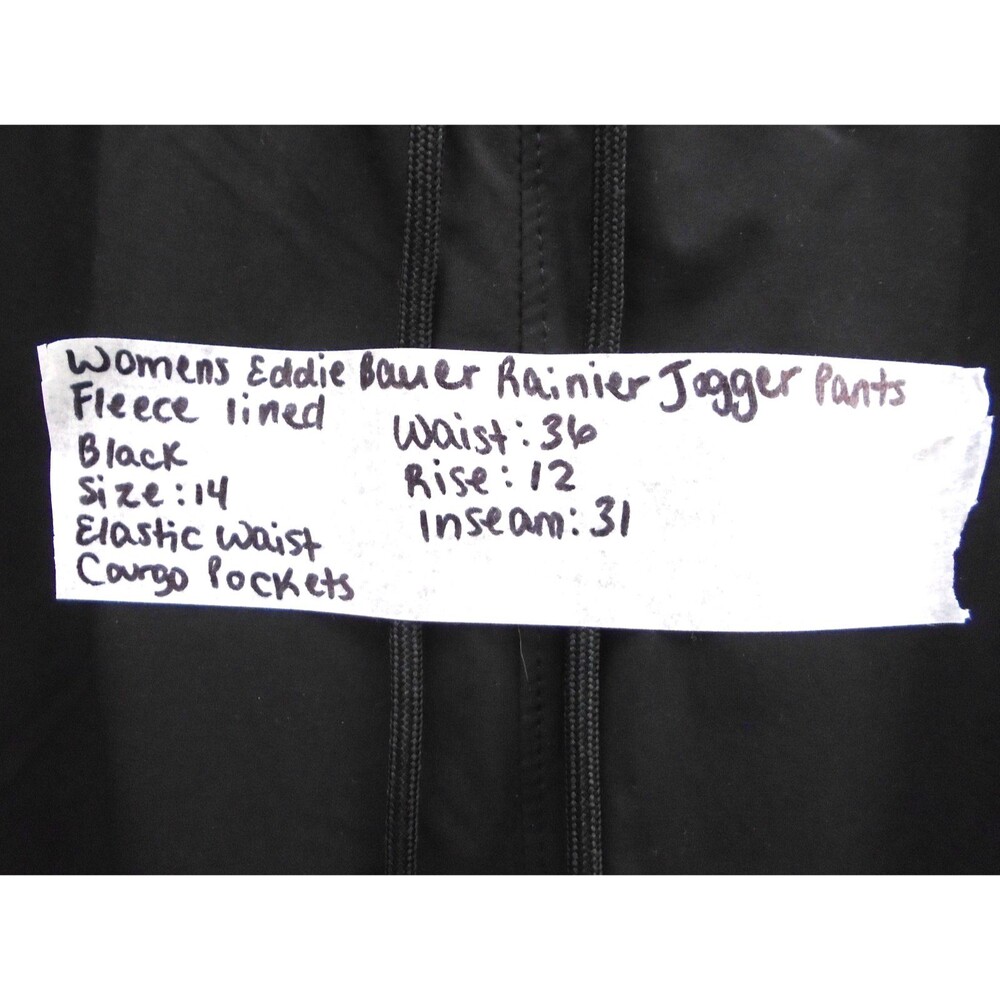 Eddie Bauer Pants Rainier Women Size 14 (36x31) Black Flannel Lined Jogger - Picture 4 of 11